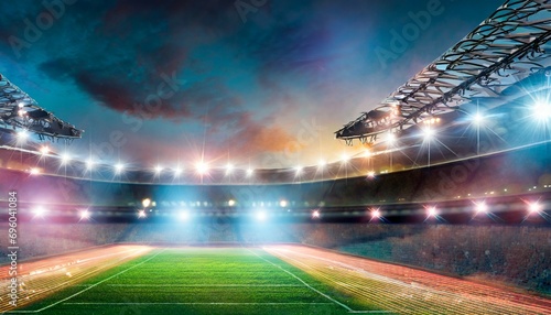 lights at night and stadium 3d render