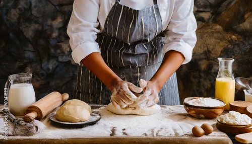 bakers hands kneading dough for artisan bread
