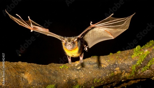 dwarf epauletted fruit bat micropteropus pussilus flying at night legon ghana photo