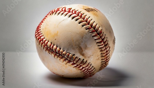 worn baseball on white background