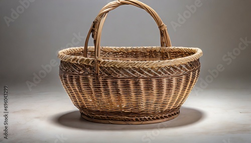 wicker rattan basket on white background old rattan bas