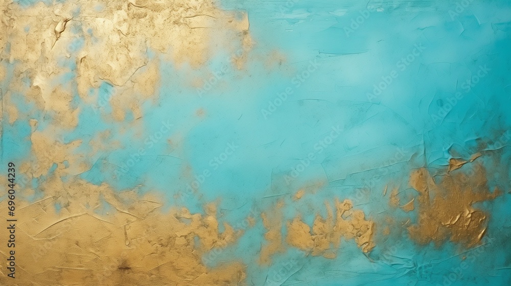 Cyan and golden rough textured background.