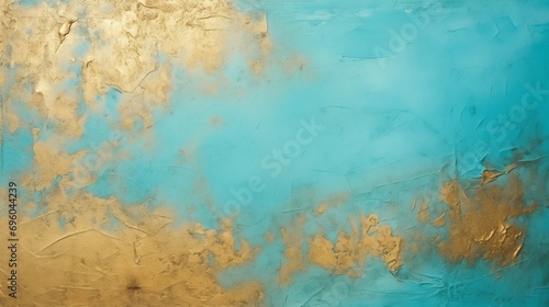 Cyan and golden rough textured background.