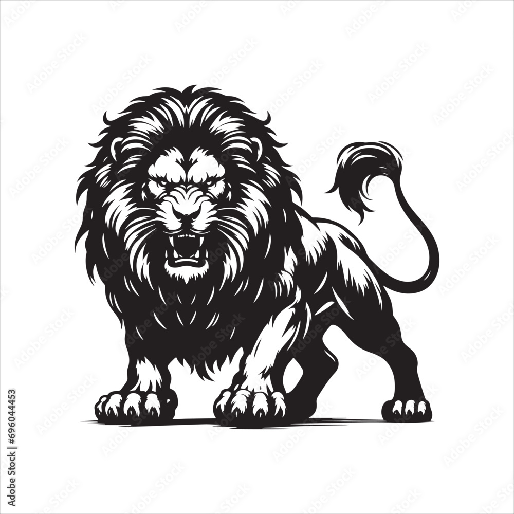Lion Silhouette: Fierce African Predator in Striking Pose, Symbolizing Strength and Dignity - Minimallest lion black vector Silhouette
Lion Silhouette: Fierce African Predator in Striking Pose, Symbolizing Strength and Dignity - Minimallest lion black vector Silhouette