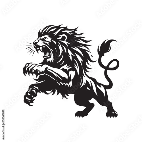Lion Silhouette: Magnificent Big Cat in a Striking Vector Art Depiction, Ideal for Creative Projects - Minimallest lion black vector Silhouette 