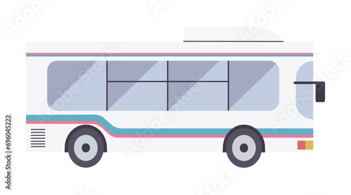 Cute small uptown shuttle bus. Isolated vector illustration in flat design