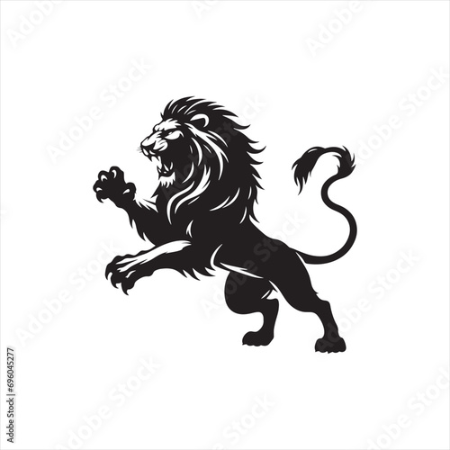 Lion Silhouette: Graphic Depiction of the Regal Big Cat in a Minimalist and Bold Black Vector Style - Minimallest lion black vector Silhouette 