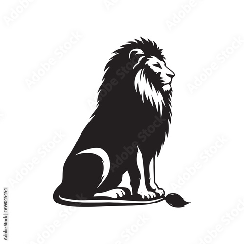 Lion Silhouette: Artistic and Graceful Vector Rendering of the Iconic Big Cat in Black Elegance - Minimallest lion black vector Silhouette
