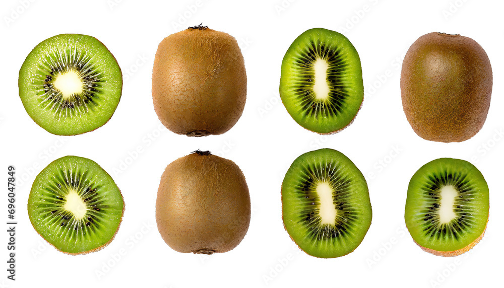 Fototapeta premium Delicious ripe kiwi fruits cut out 