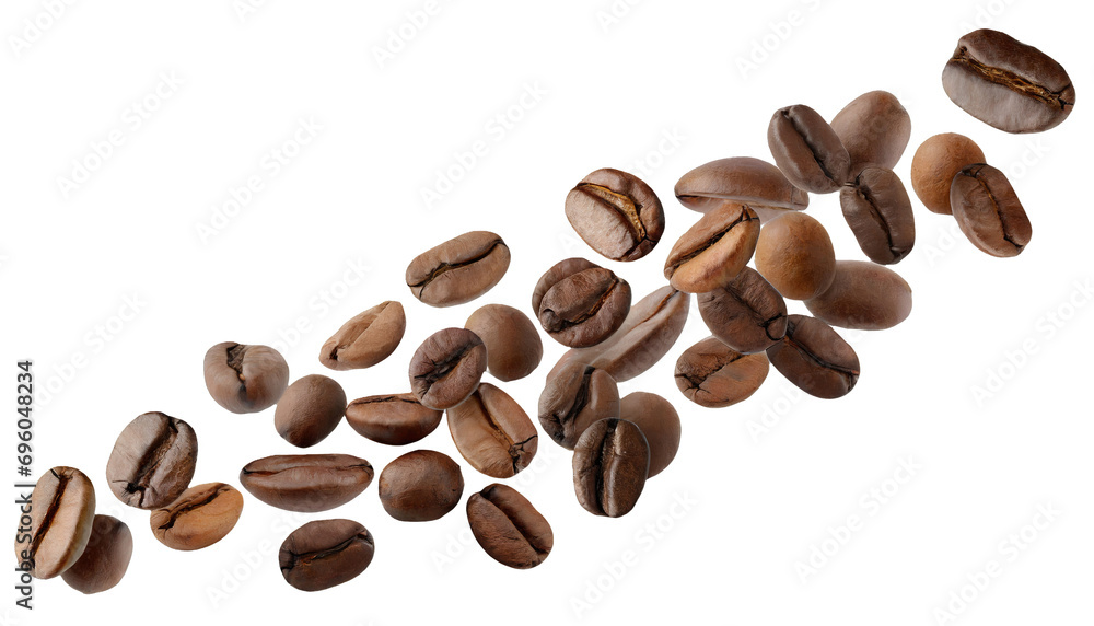 Naklejka premium Flying delicious coffee beans - isolated