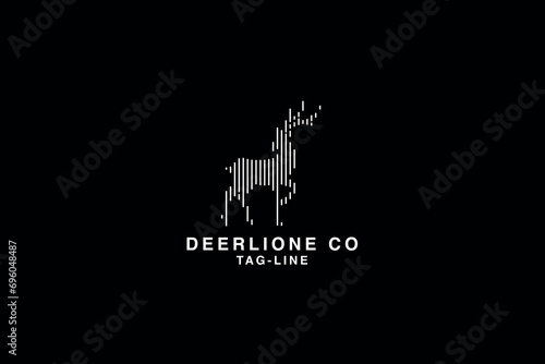 A Line Art geometric logo of a deer, elk, stag, doe, reindeer, and buck photo