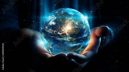 Earth in Hand, Representing Environmental Care, Global Awareness, Technology