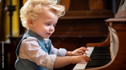 little child playing piano
