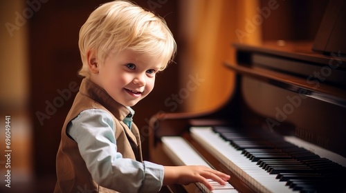 little child playing piano