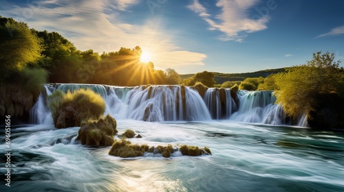 The waterfalls that can be found on the krka river in croatia photo