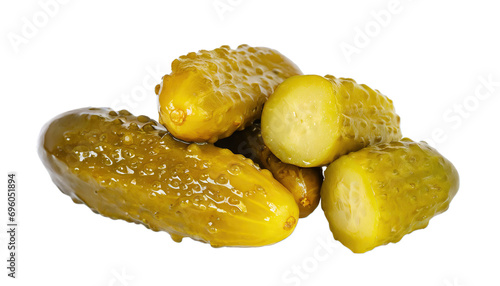 Marinated pickled cucumbers - isolated on transparent background photo