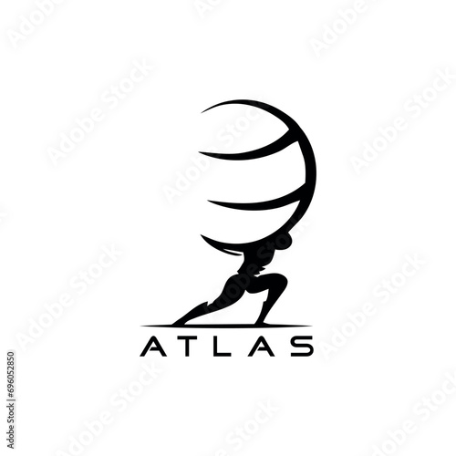 Atlas holding globe logo design vector