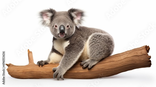 A koala standing next to a white background