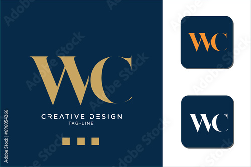 Alphabet letters icon logo WC or CW 