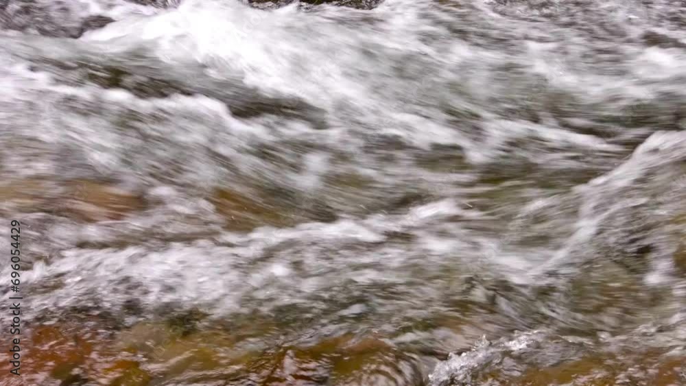 4K Video: Crystal Clear Mountain Stream Water in Spring - Freshness from Melting Snow
