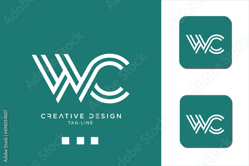 Alphabet letters icon logo WC or CW
