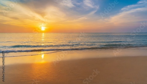 closeup sea sand beach panoramic beach landscape inspire tropical beach seascape horizon orange and golden sunset sky calmness tranquil relaxing sunlight summer mood vacation travel holiday banner © Nathaniel