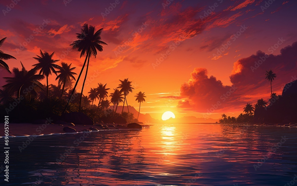 Palm Trees and the Tropical Island Sunset Vibe.