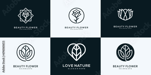 Set of beauty flower logo with modern creative concept for company or business brand identity.