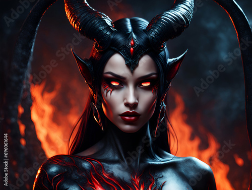 Portrait of succubus in hell - Generative AI photo