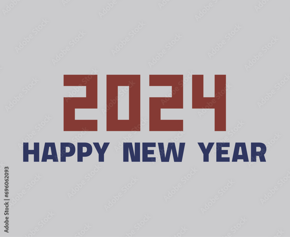 Fototapeta premium Happy New Year 2024 Abstract Maroon And Blue Graphic Design Vector Logo Symbol Illustration With Gray Background