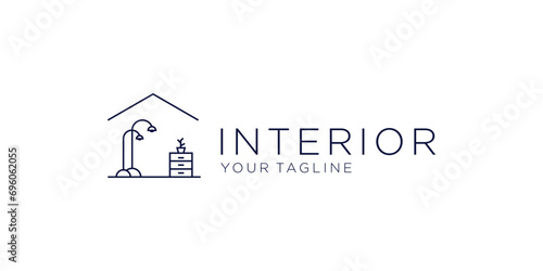Minimalist home interior design logo vector