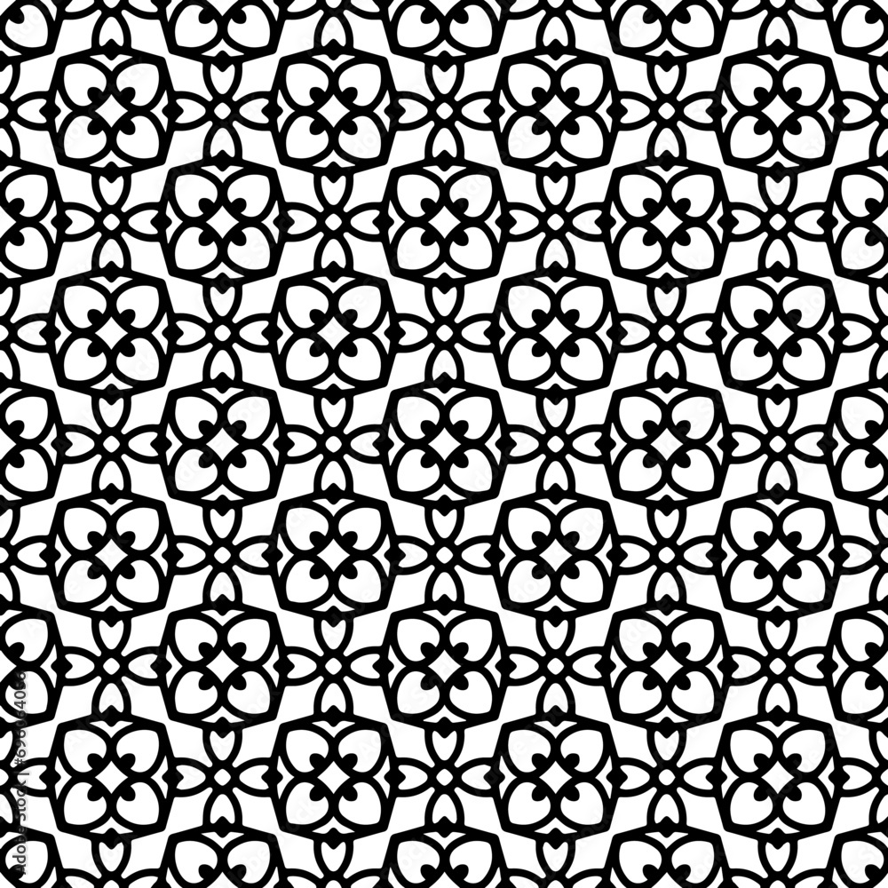 Seamless geometric repeating islamic patterns.
Black and white pattern texture. Mosaic ornaments.One color wallpaper. Seamless geometric repeating islamic patterns.
Black and white pattern texture. Mosaic ornaments.One color wallpaper.