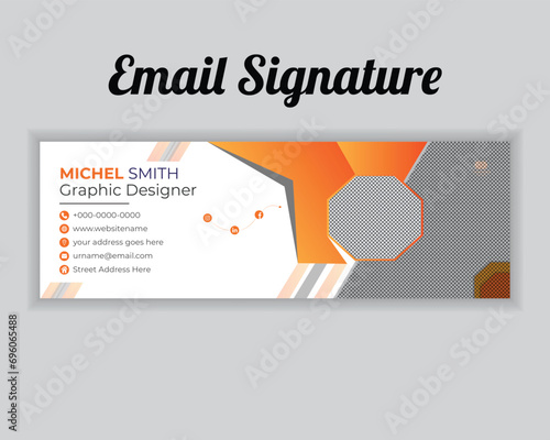 Modern email signature template design and personal, professional modern email signature or footer square template premium vector,

