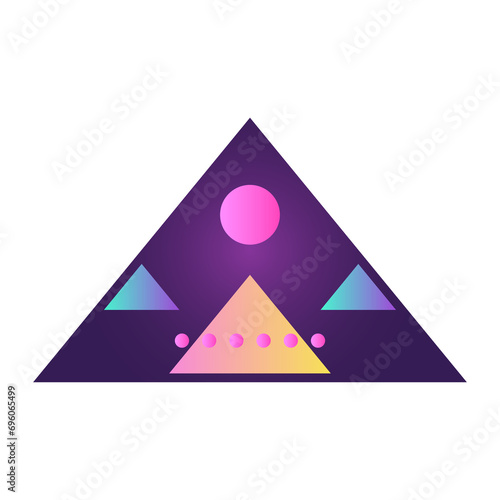 Triangle Pyramid Cone Futuristic Gradient Texture Colored Graphic Symbol Element Nostalgic Retro 90's Thenme Icon photo