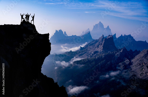 The triumph of four professional climbers at the top of mystical and extraordinary mountains