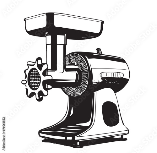 Meat grinder sketch hand drawn in doodle style illustration photo