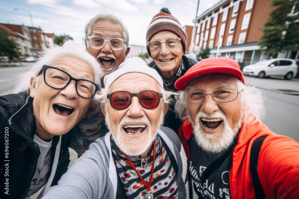 Group of elderly people taking a selfie, Spirited portrait, happy smiling group of senior citizens, pensioners having fun Group of elderly people taking a selfie, Spirited portrait, happy smiling group of senior citizens, pensioners having fun