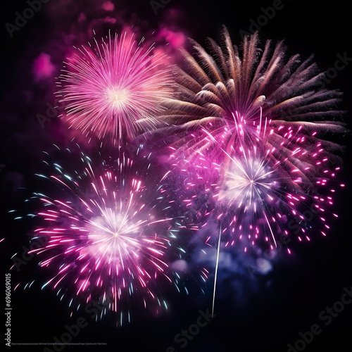 Silvester New year New Year's Eve Party background banner greeting card firework - Purple pink fireworks