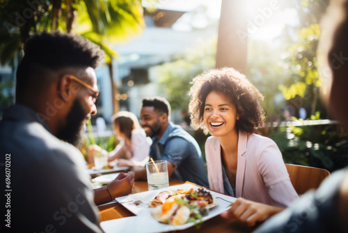 Joyful Friends Enjoying Outdoor Meal