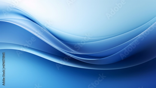 Abstract satin blue waves design with smooth curves and soft shadows on clean modern background. Fluid gradient motion of dynamic lines on minimal backdrop
