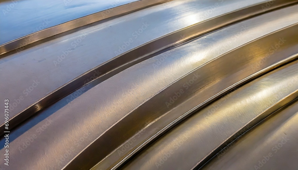 background texture of the shining metal surface the curved plate is made of iron