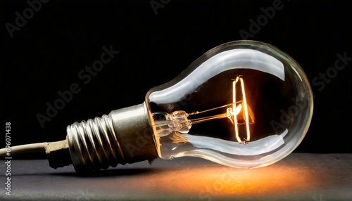 tungsten light bulb without wiring and socket on black background concept for creative idea