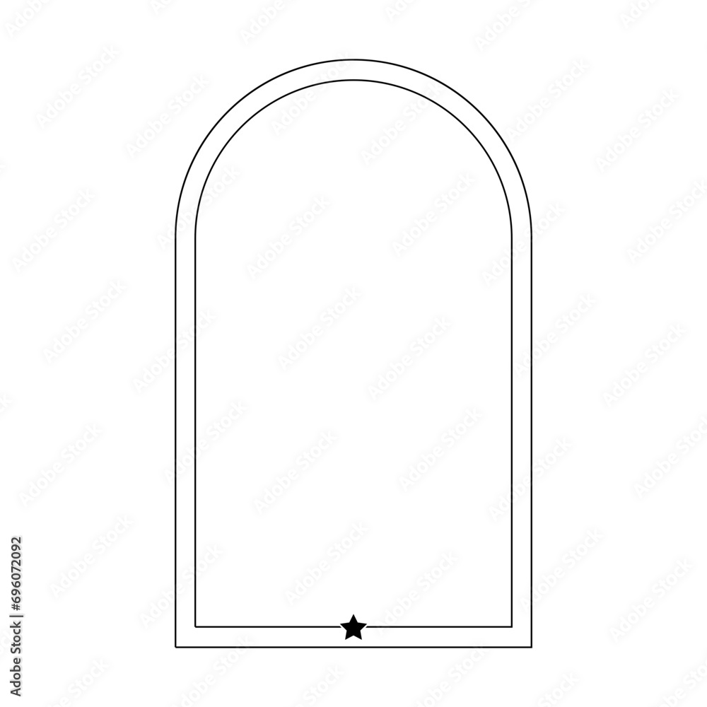 Arch frame border icon with star shape symbol for decorative vintage doodle element for design in vector illustration Arch frame border icon with star shape symbol for decorative vintage doodle element for design in vector illustration