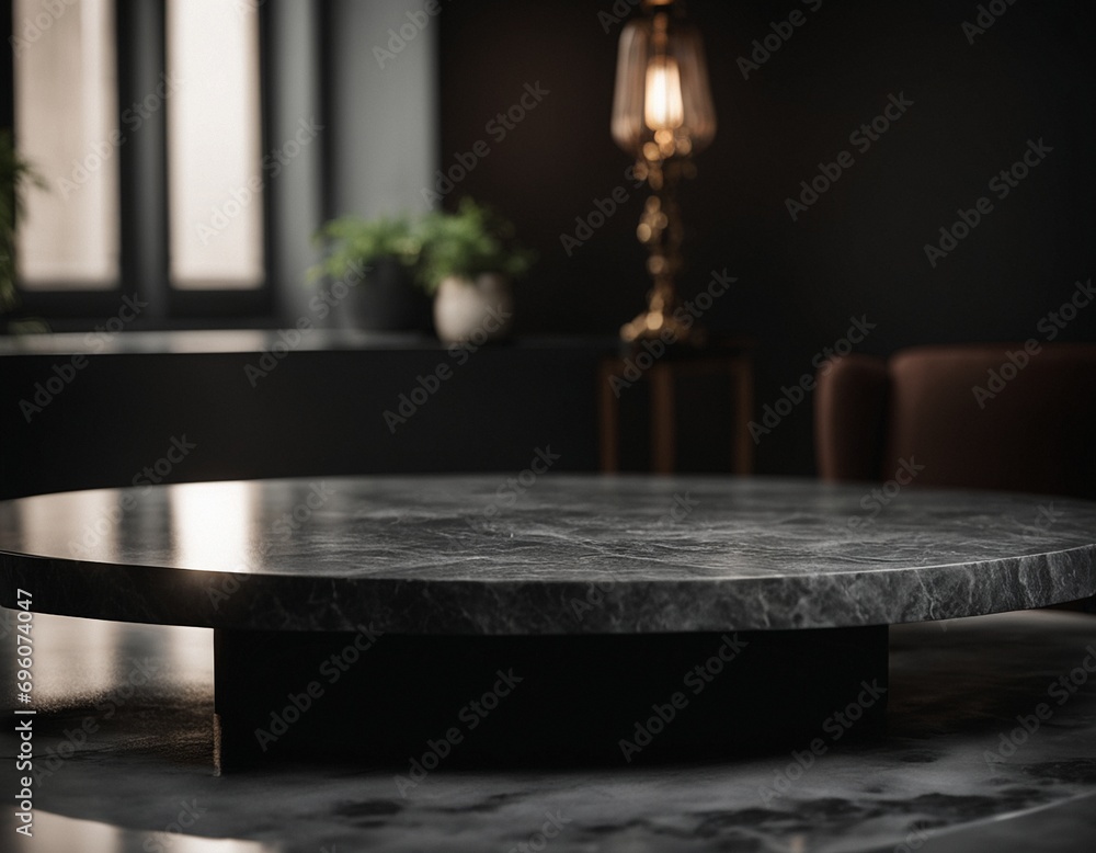 Professional interior design with expensive black marble and granite. Excellent background for presentation and product