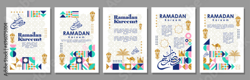 Islamic greeting card set template with ramadan for wallpaper design Poster, media banner. vector illustration photo