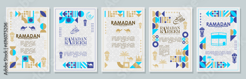 Islamic greeting card set template with ramadan for wallpaper design Poster, media banner. vector illustration