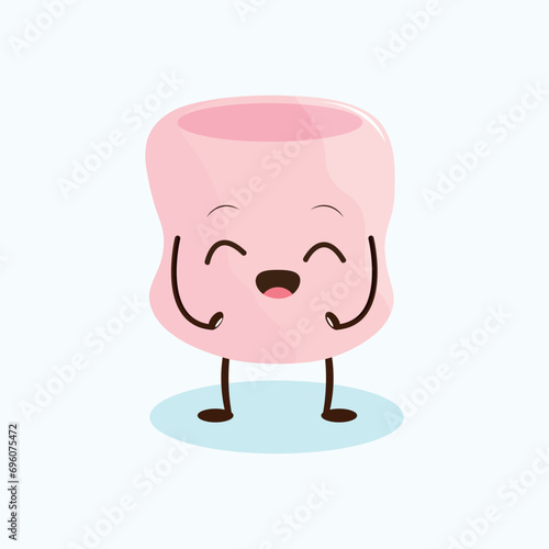 Cartoon marshmallow character with arms and legs in kawaii style on a white background.Vector character design