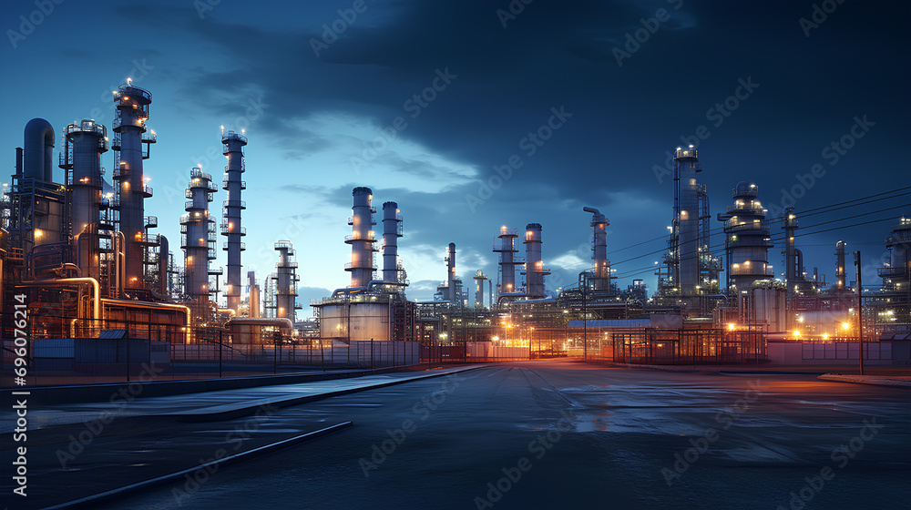 Oil refinery. Oil refinery plant pipe line.