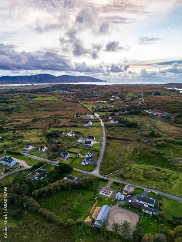 Aerial view of Kilclooney between Ardara and Portnoo in County Donegal, Ireland. photo