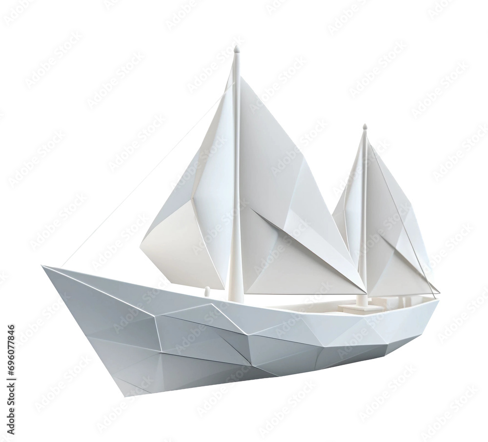 Creative image of white origami ships close-up, representing concept for success leadership of business on transparent background for web banner and card Creative image of white origami ships close-up, representing concept for success leadership of business on transparent background for web banner and card